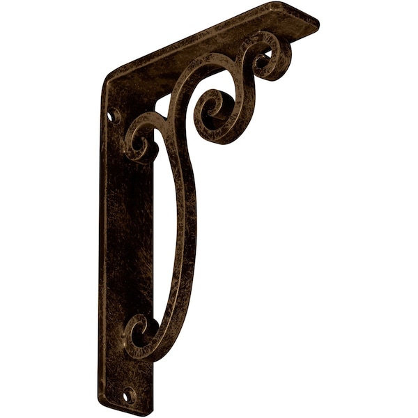 Ekena Millwork Avery Wrought Iron Bracket, (Single center brace), Antiqued Brass 1 1/2"W x 5 1/2"D x 8"H BKTM01X05X08SAVABS - main